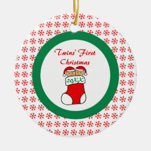 Twins First Christmas Stocking Ornament