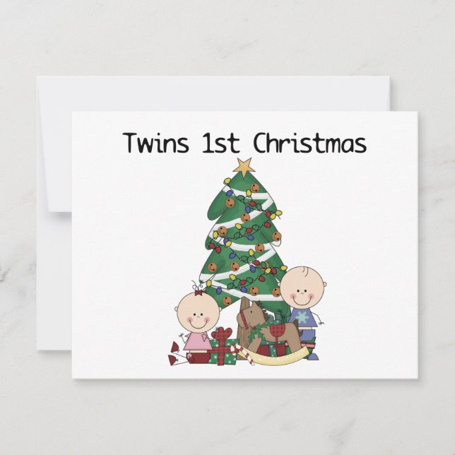Twins First Christmas Tshirts and Gifts Holiday Card (Front)