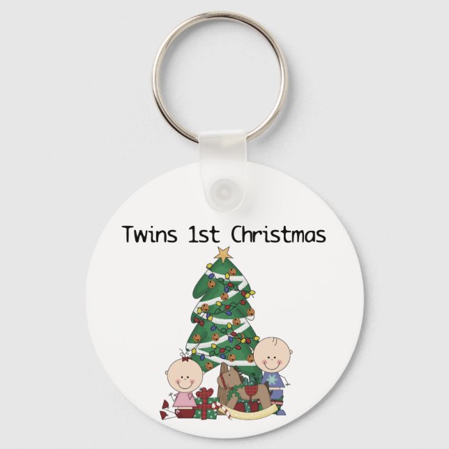 Twins First Christmas Tshirts and Gifts Key Ring (Front)