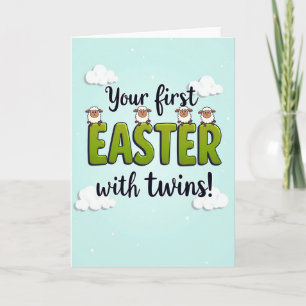 Twins First Easter Celebration Card