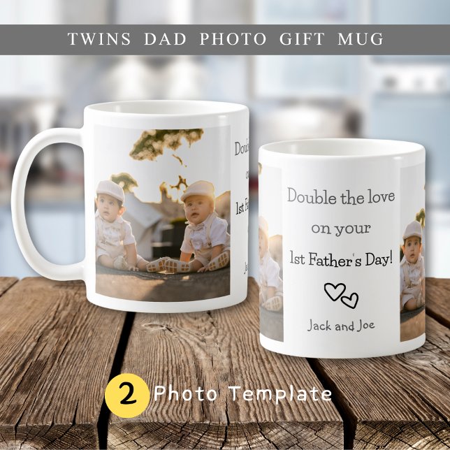 Twins First Father's Day 2-Photo Collage Coffee Mug (Twins First Father's Day 2-Photo Collage Coffee Mug
)