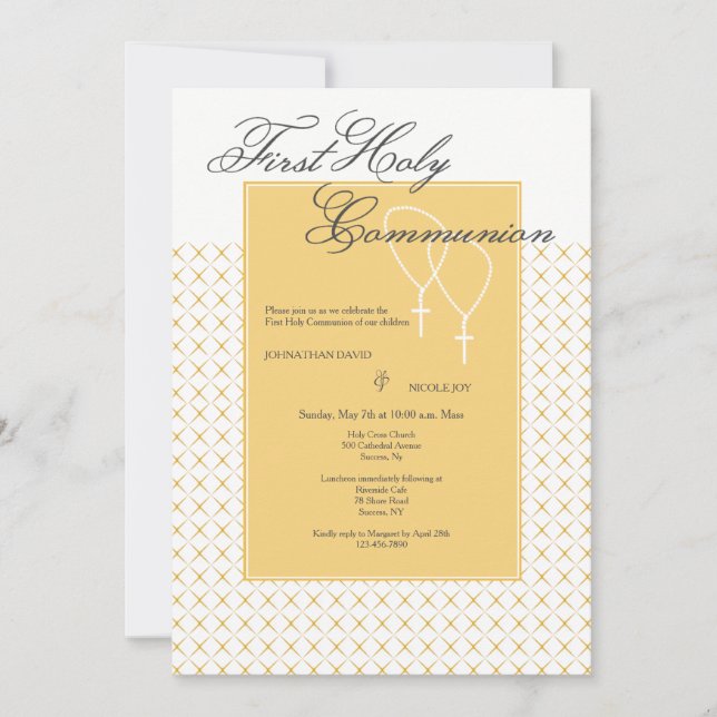 Twins First Holy Communion Invitation (Front)