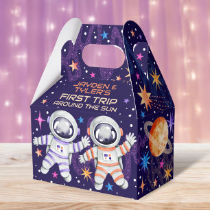 Twins First Trip Around the Sun Astronaut Space   Favour Box
