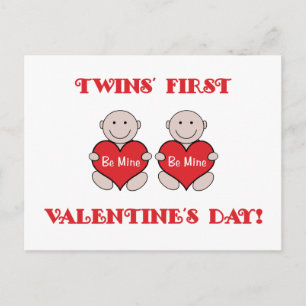 Twins First Valentines Holiday Postcard
