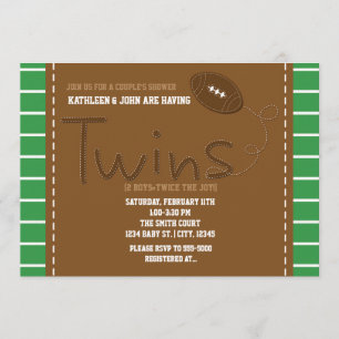 TWINS FOOTBALL Sports Baby Shower Invitation