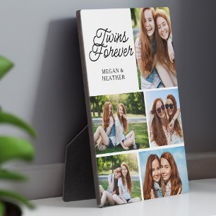 Twins For Ever Sibling 5 Photo Collage keepsake Pl Plaque