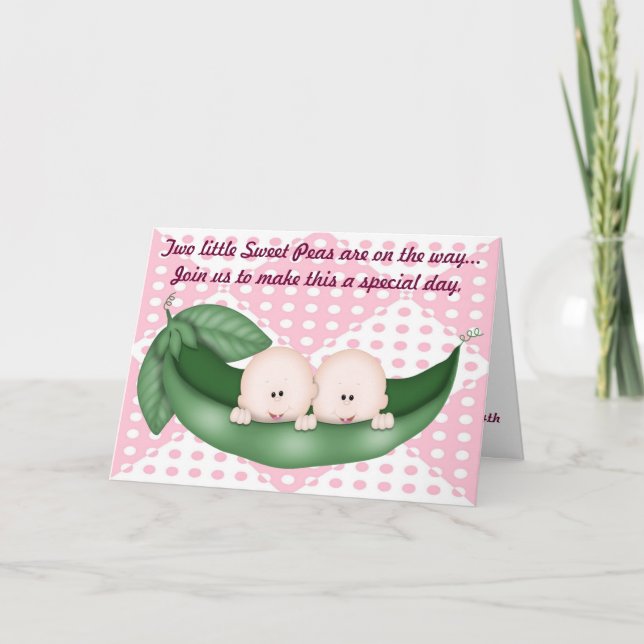 Twins Girl Baby Shower Pea in a Pod Invitation (Front)