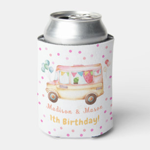 Twins Girl & Boy Happy Camper Birthday Can Cooler