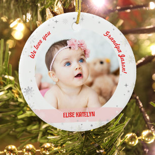 Twins Girl Boy Photos Grandpa First Christmas Baby Ceramic Tree Decoration
