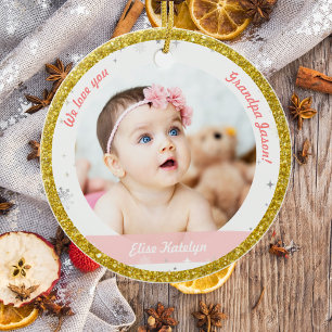 Twins Girl Boy Photos Grandpa First Christmas Baby Ceramic Tree Decoration