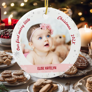 Twins Girls 2 Photos First Merry Little Christmas Ceramic Tree Decoration