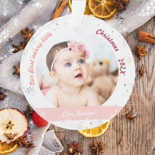 Twins Girls 2 Photos First Merry Little Christmas Ornament