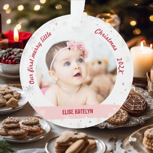 Twins Girls 2 Photos First Merry Little Christmas Ornament