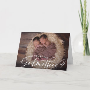 Twins Godmother Proposal Photo Card