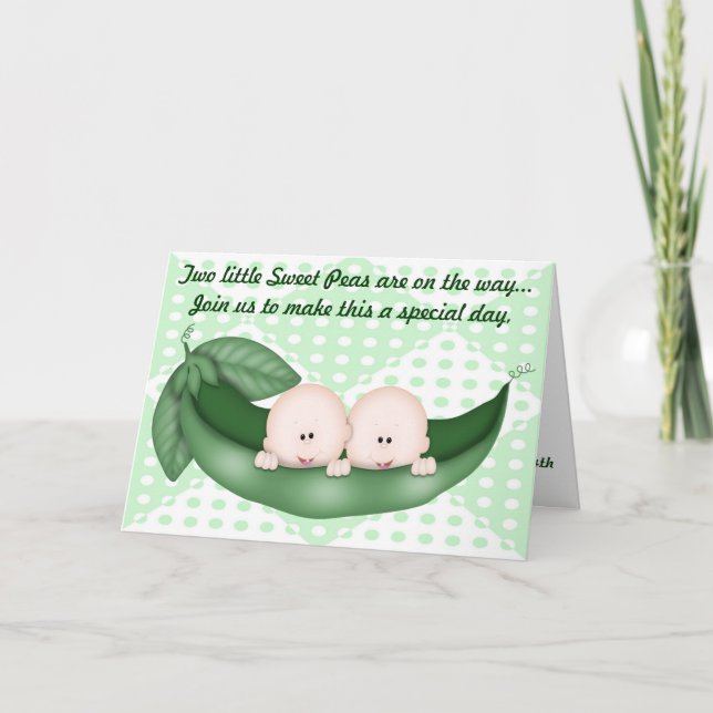 Twins Green Baby Shower Pea in a Pod Invitation (Front)
