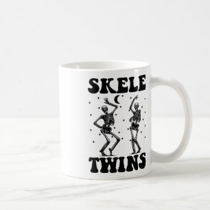 Twins Halloween Matching Skeletwins Funny Dancing Coffee Mug