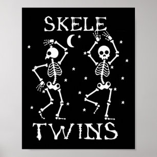 Twins Halloween Matching Skeletwins Funny Dancing Poster