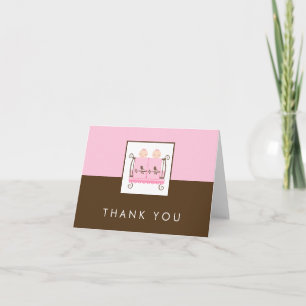 Twins in Crib Baby Shower Thank You Cards