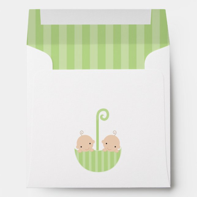 Twins in Umbrella Baby Shower Envelope (Back (Bottom))