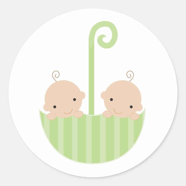 Twins in Umbrella Classic Round Sticker (Front)