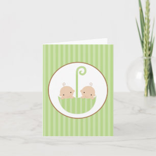 Twins in Umbrella Thank You Card