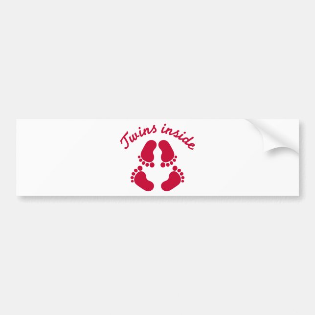 Twins inside baby feet bumper sticker (Front)