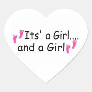 Twins Its A Girl and A Girl Heart Sticker