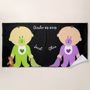 Twins Keepsake Personalised Beach Towel