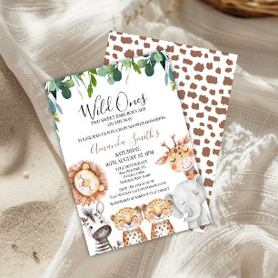 Twins Leopards Wild Ones Safari Baby Shower Invitation
