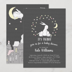 Twins Little Bunny Baby Shower Invitation