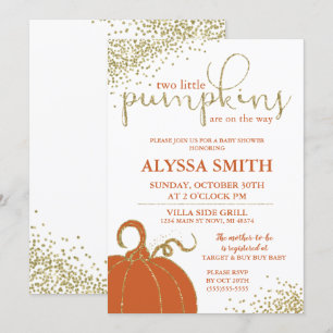 Twins Little Pumpkins Fall Baby Shower Invitation