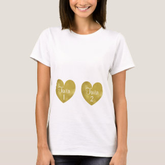 Twins Maternity T-Shirt Gold Foil Hearts