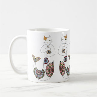 Twins mermaid cat coffee mug
