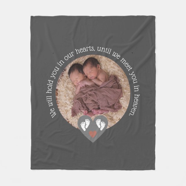 Twins Miscarriage Baby Loss Memorial Stillbirth Fleece Blanket (Front)
