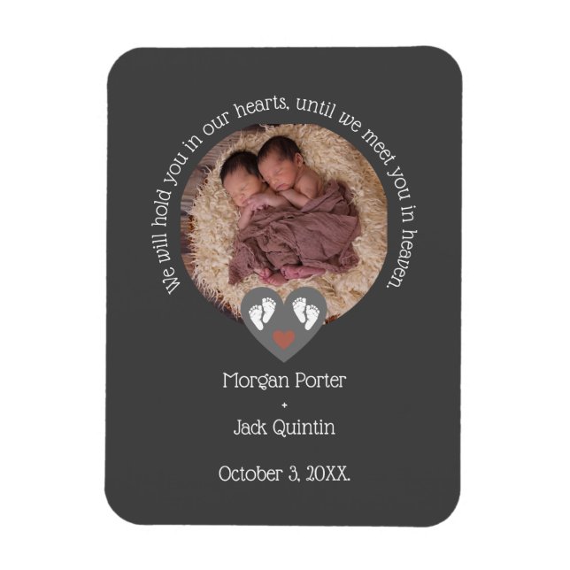 Twins Miscarriage Baby Loss Memorial Stillbirth Magnet (Vertical)