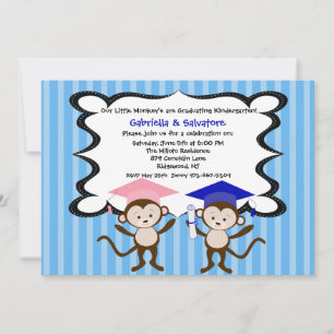 Twins Monkeying Around Graduation Invitation
