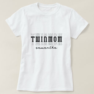 Twins Mum of 2 Custom Monogram Mothers Day Gift T-Shirt