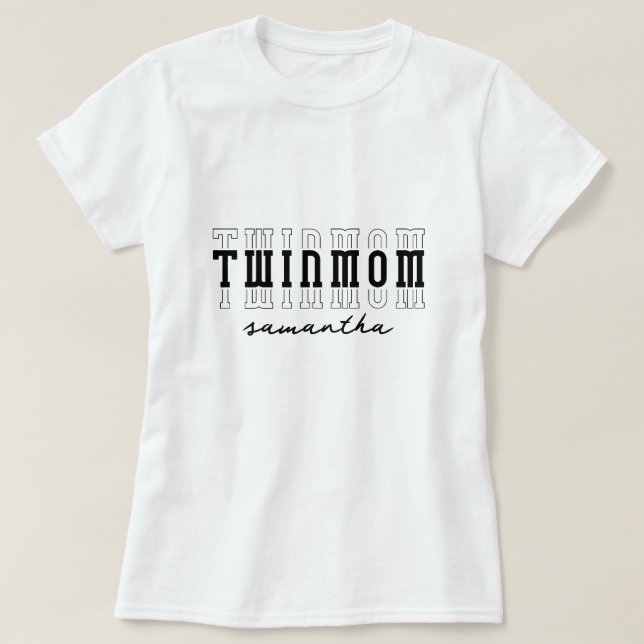 Twins Mum of 2 Custom Monogram Mothers Day Gift T-Shirt (Design Front)