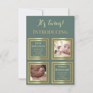Twins newborn photo birth announcement chic