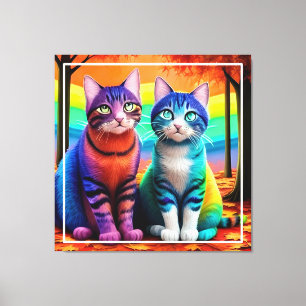 Twins of Cats Digital Art-56467 Canvas Print