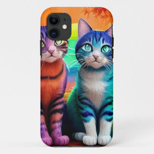 Twins of Cats Digital Art-56467 iPhone 11 Case