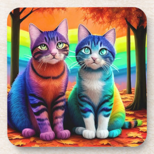 Twins of Cats Digital Art-56467 Coaster