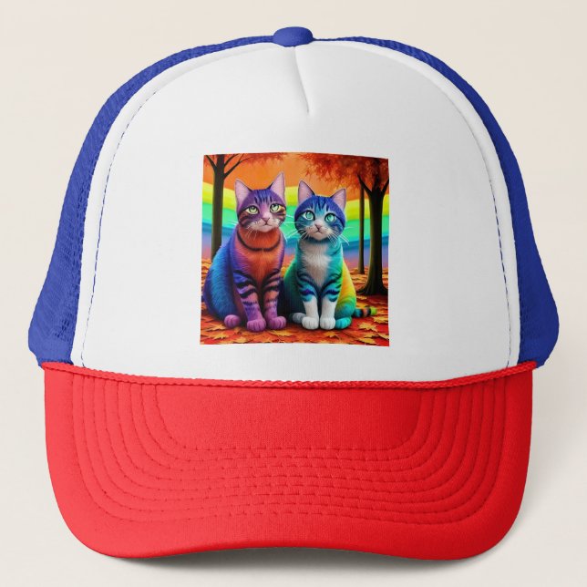 Twins of Cats Digital Art-56467 Trucker Hat (Front)