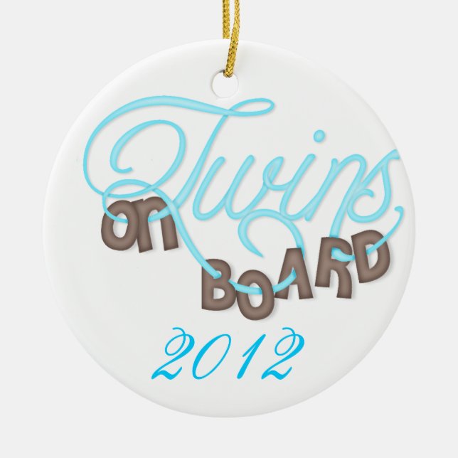 Twins On Board Christmas Ornament (Front)