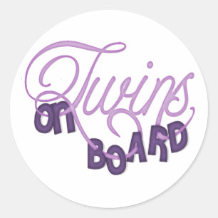 Twins On Board Classic Round Sticker