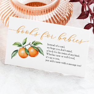 Twins Orange Baby Shower Books for Baby Enclosure Card