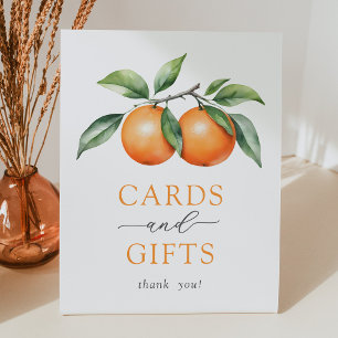 Twins Orange Baby Shower Cards and Gifts Sign