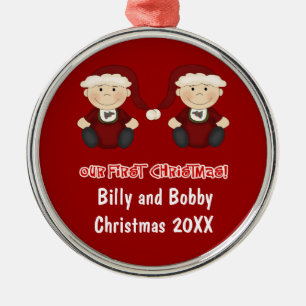 Twins: Our First Christmas Customisable Metal Tree Decoration