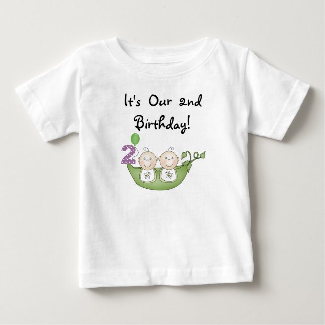 Twins Peas in a Pod 2nd Birthday Tshirt (Front)