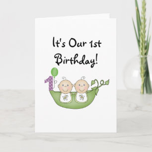 Twins Peas in a Pod  First Birthday Announcement